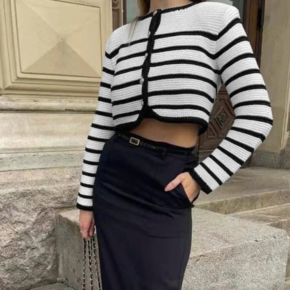 BRAND NEW WITH TAGS Old Money Aesthetics Stripe Cardigan. Gorgeous!!